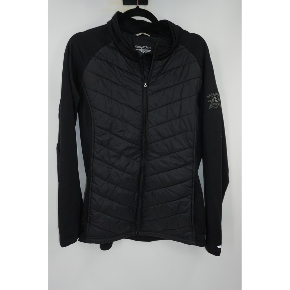 Straight Down Jacket Men's XL Black Insulated‎ Full Zip Softshell Golf Riviera